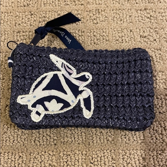 Vera Bradley Handbags - Vera Bradley Dark Blue Woven Zip ID case  with Turtle Design